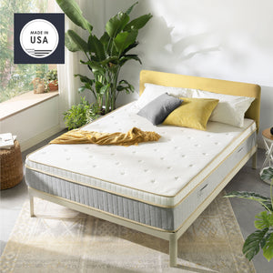 LAGOM Green Tea Cloud Top Hybrid Mattress, Made in USA : 12"